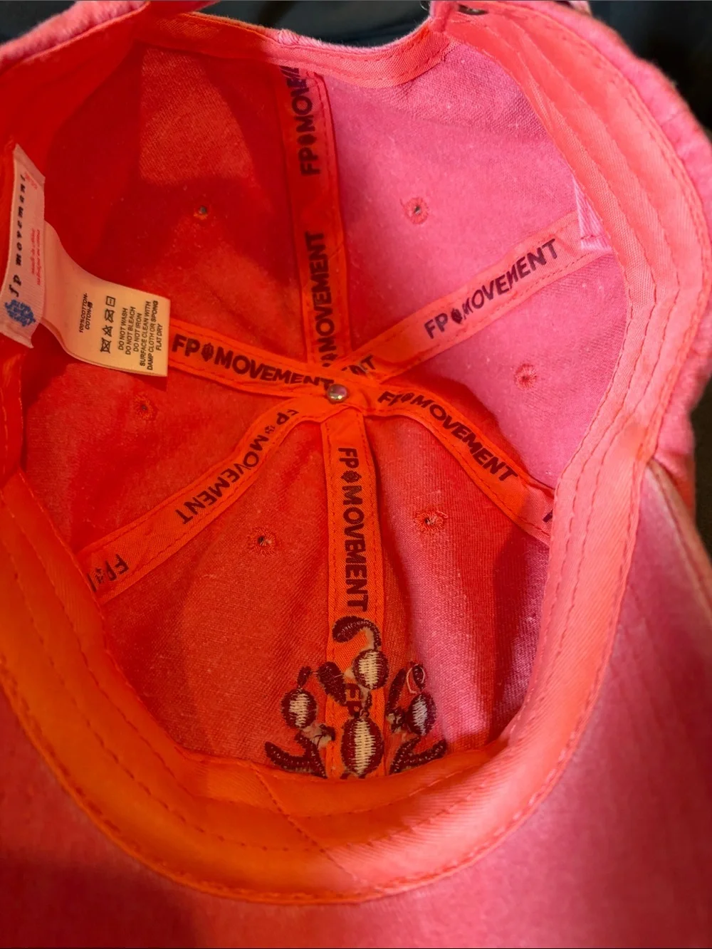 Free People Big Buti Logo Pink Embroidered Floral Baseball Cap